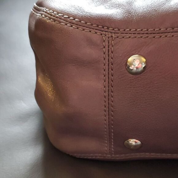 COACH Garnet Turn Lock Purse Satchel in Gray Leather Lavender Purple lining NWOT - Picture 6 of 16